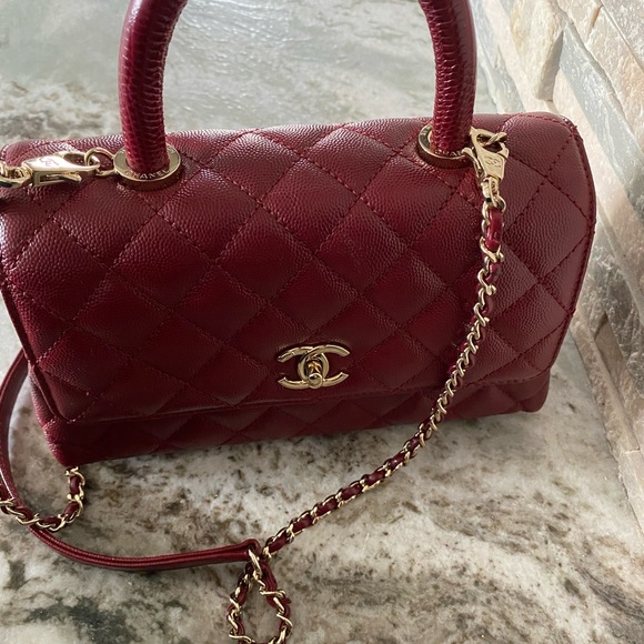 Pre owned authentic!!!!! coco handle CHANEL mini burgundy - Picture 7 of 15